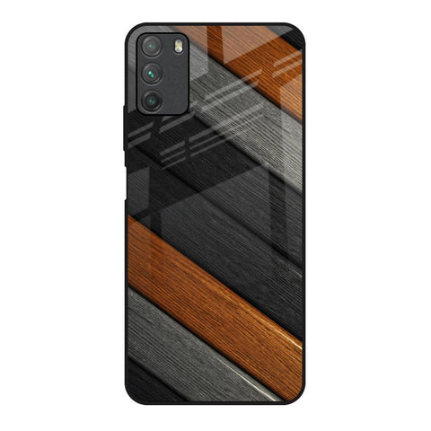 Tri Color Wood Poco M3 Glass Back Cover Online