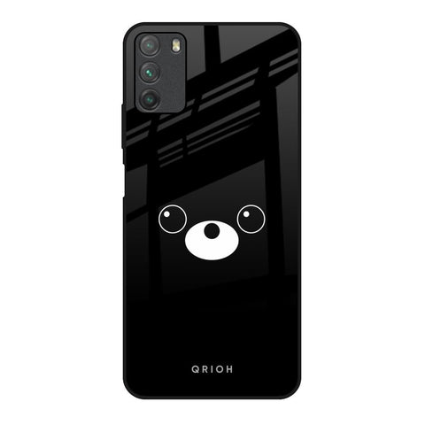 Cute Bear Poco M3 Glass Back Cover Online