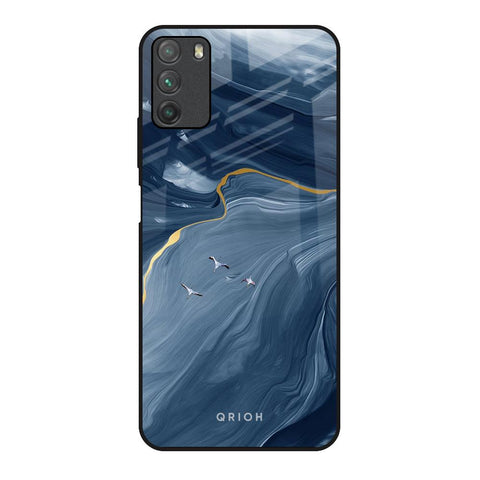 Deep Ocean Marble Poco M3 Glass Back Cover Online