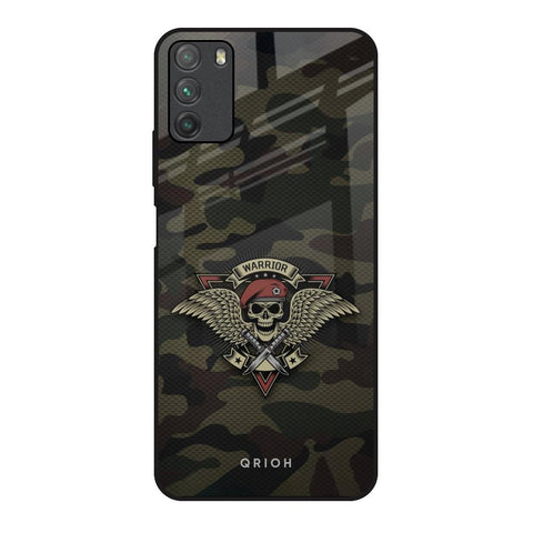 Army Warrior Poco M3 Glass Back Cover Online