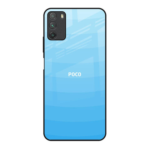 Wavy Blue Pattern Poco M3 Glass Back Cover Online
