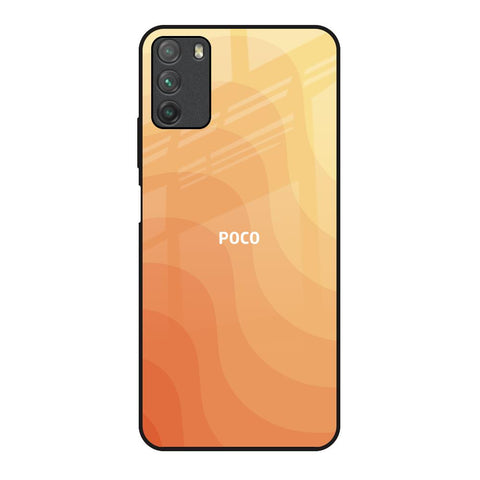 Orange Curve Pattern Poco M3 Glass Back Cover Online