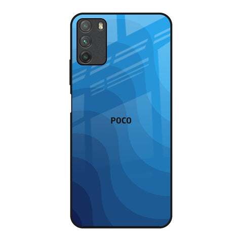 Blue Wave Abstract Poco M3 Glass Back Cover Online