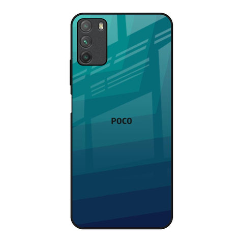 Green Triangle Pattern Poco M3 Glass Back Cover Online