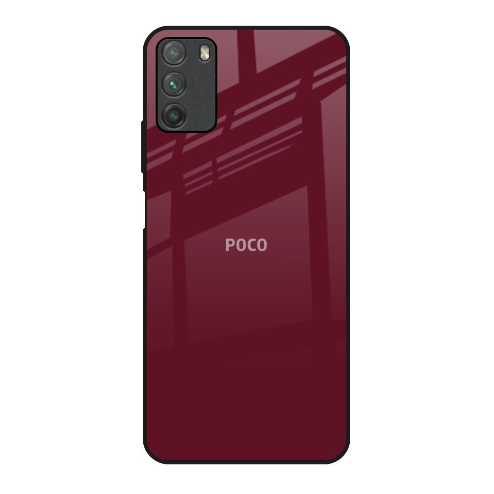 Classic Burgundy Poco M3 Glass Back Cover Online