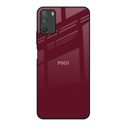 Classic Burgundy Poco M3 Glass Back Cover Online