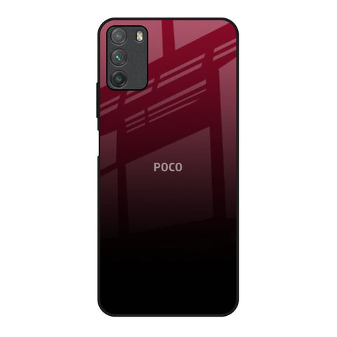 Wine Red Poco M3 Glass Back Cover Online