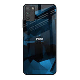 Polygonal Blue Box Poco M3 Glass Back Cover Online