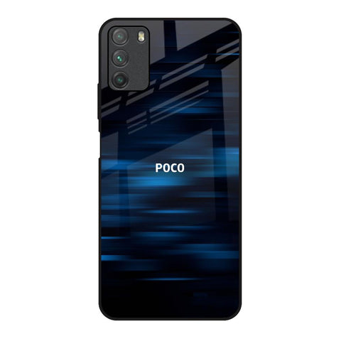 Blue Rough Abstract Poco M3 Glass Back Cover Online