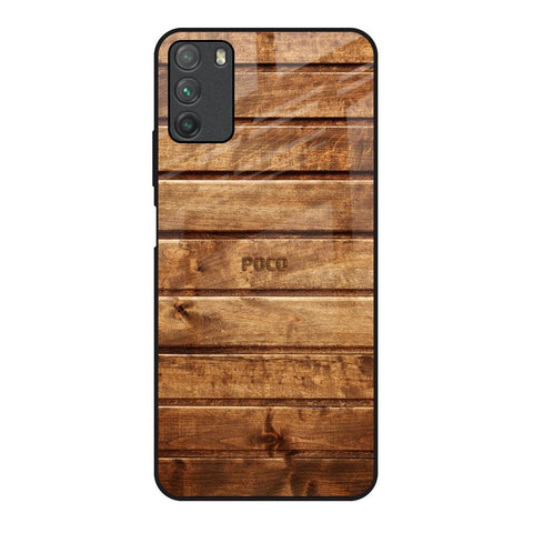 Wooden Planks Poco M3 Glass Back Cover Online
