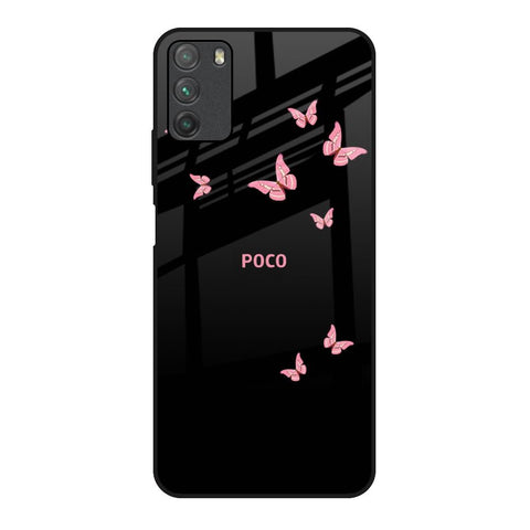Fly Butterfly Poco M3 Glass Back Cover Online