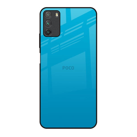 Blue Aqua Poco M3 Glass Back Cover Online