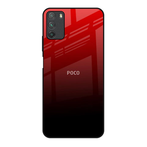 Maroon Faded Poco M3 Glass Back Cover Online