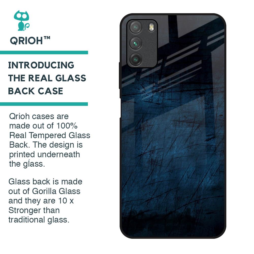 Dark Blue Grunge Glass Case for Poco M3