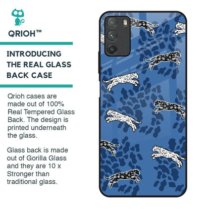 Blue Cheetah Glass Case for Poco M3