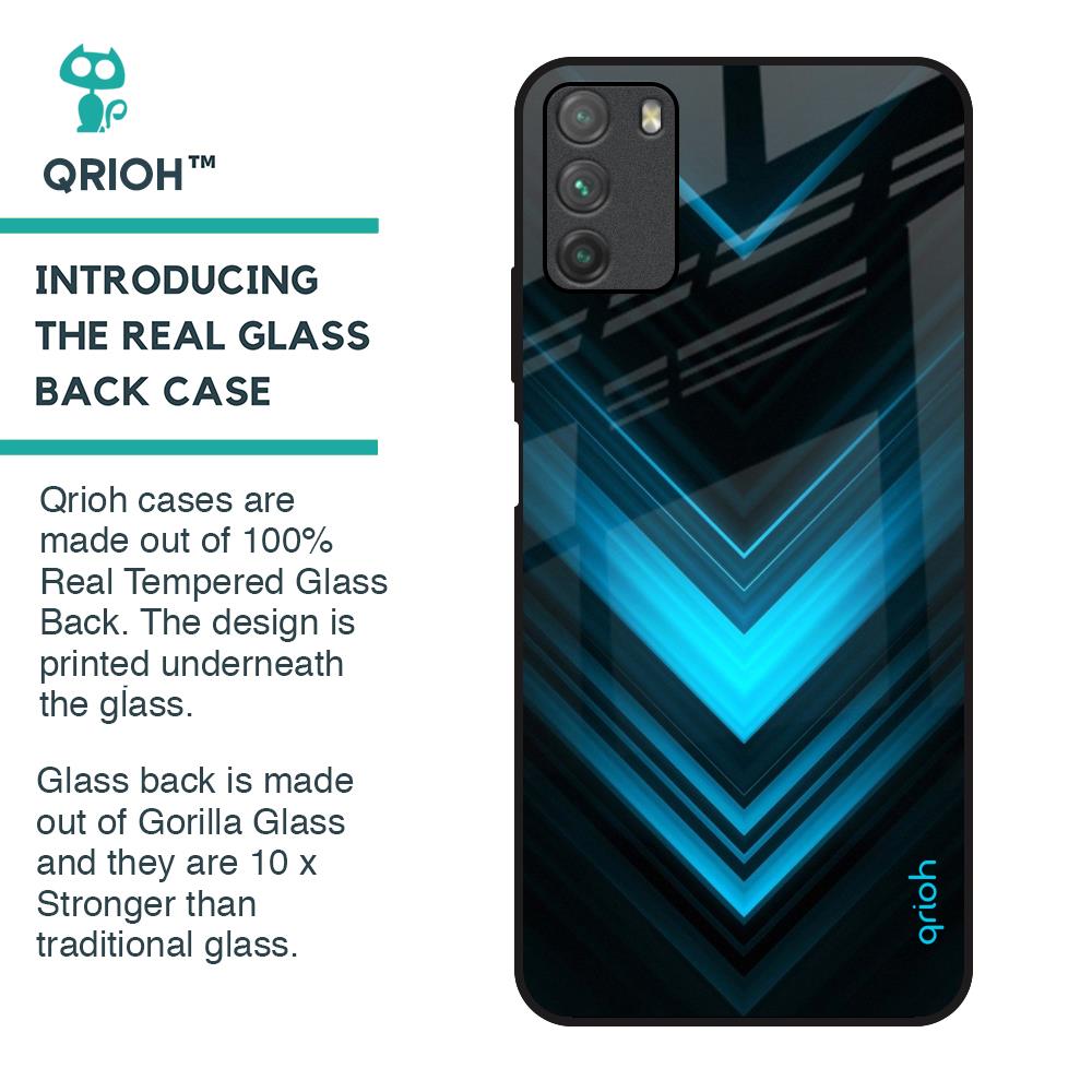 Vertical Blue Arrow Glass Case For Poco M3