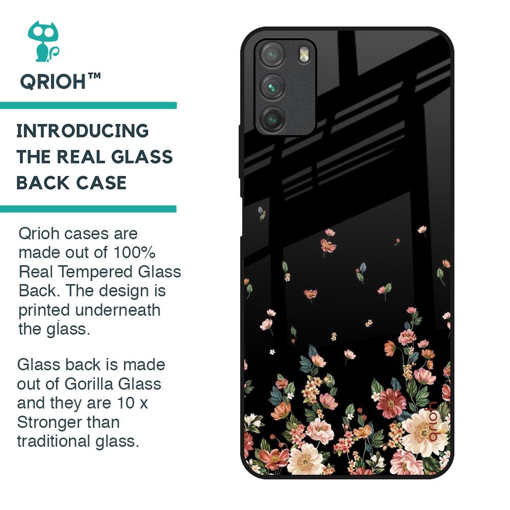 Floating Floral Print Glass Case for Poco M3