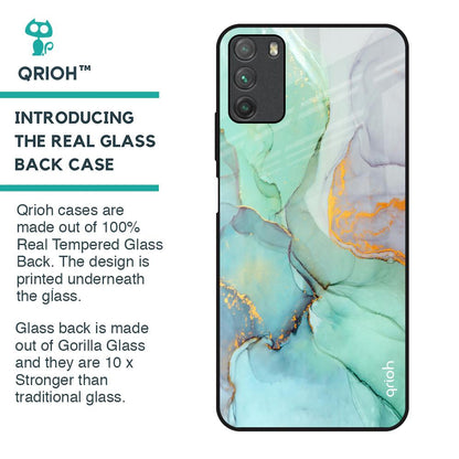 Green Marble Glass Case for Poco M3