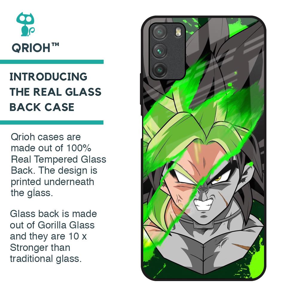 Anime Green Splash Glass Case for Poco M3