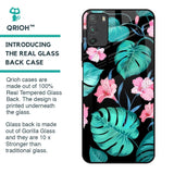 Tropical Leaves & Pink Flowers Glass Case for Poco M3