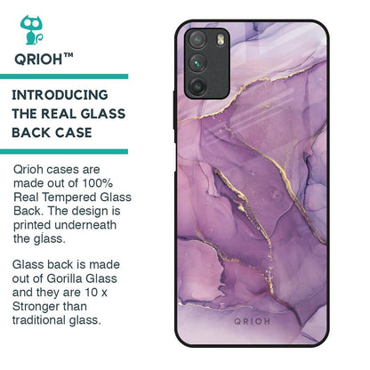 Purple Gold Marble Glass Case for Poco M3