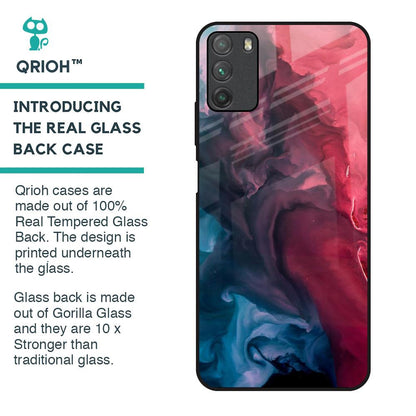 Blue & Red Smoke Glass Case for Poco M3