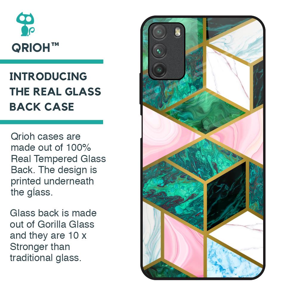 Seamless Green Marble Glass Case for Poco M3