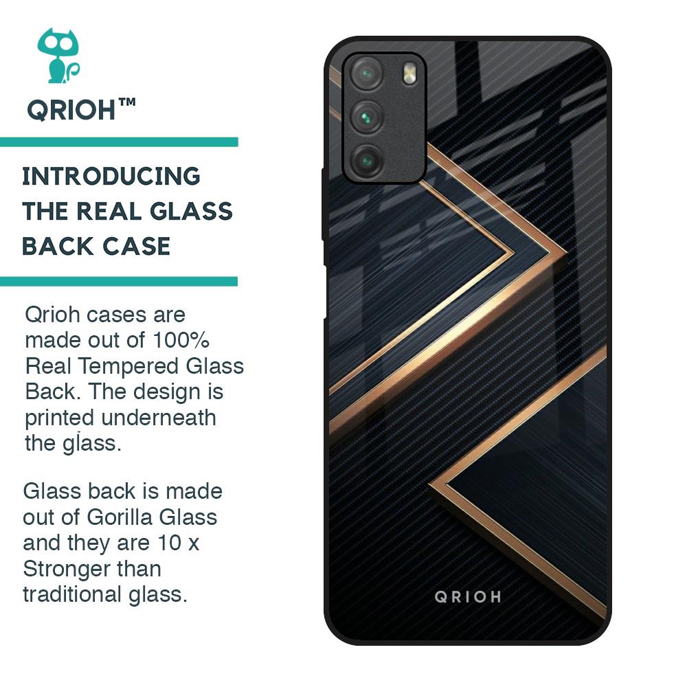 Sleek Golden & Navy Glass Case for Poco M3