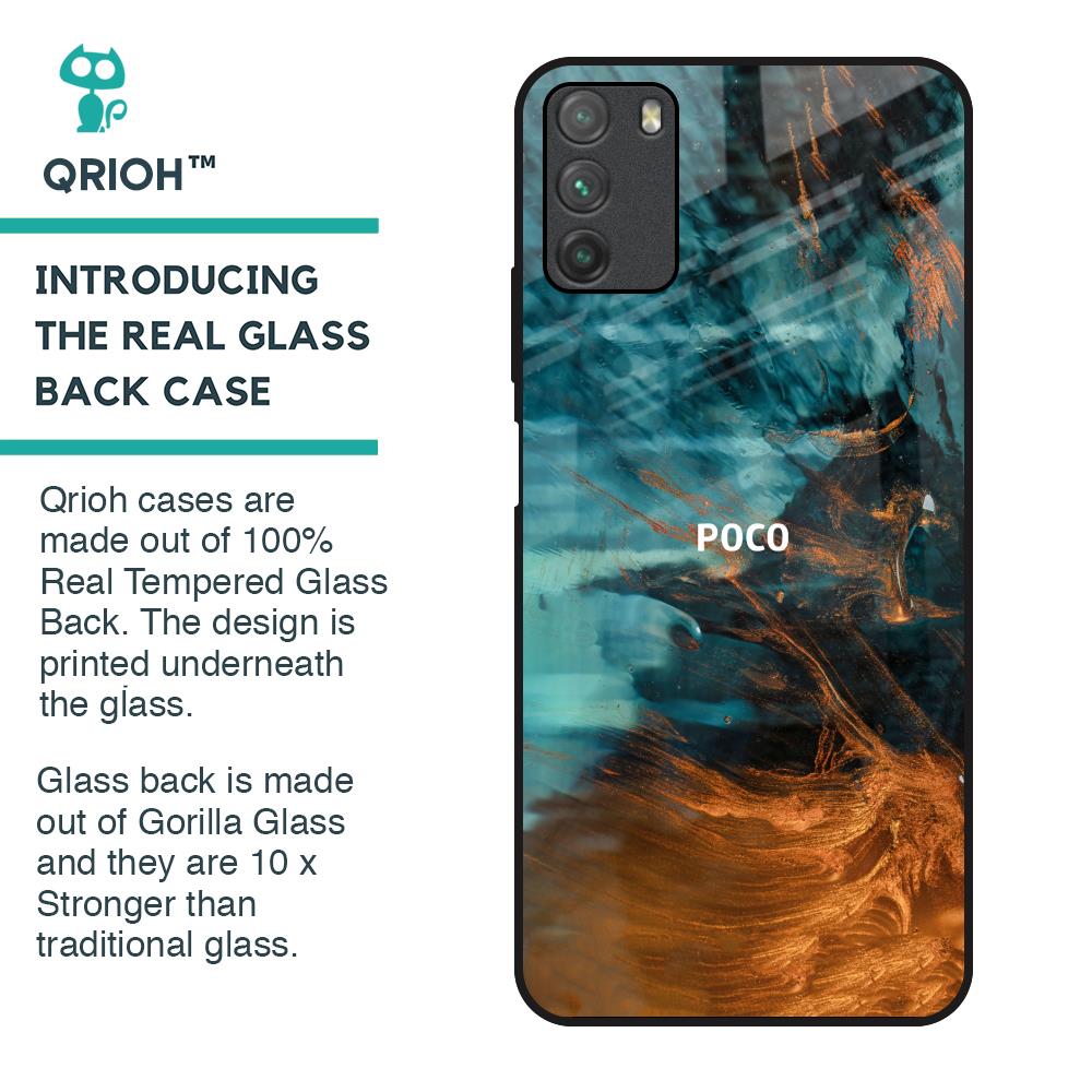 Golden Splash Glass Case for Poco M3