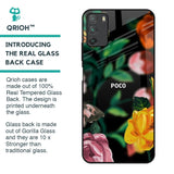 Flowers & Butterfly Glass Case for Poco M3