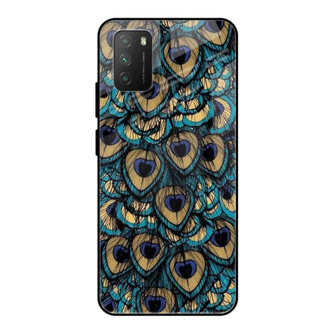 Peacock Feathers Poco M3 Glass Cases & Covers Online