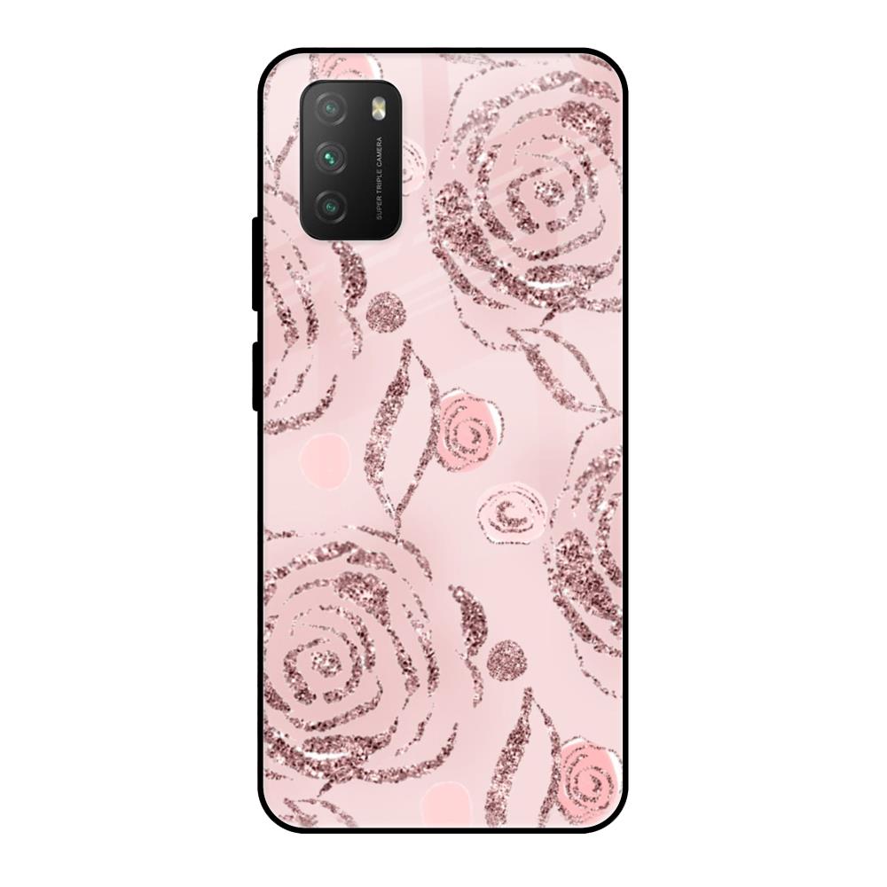 Shimmer Roses Poco M3 Glass Cases & Covers Online