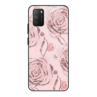 Shimmer Roses Poco M3 Glass Cases & Covers Online