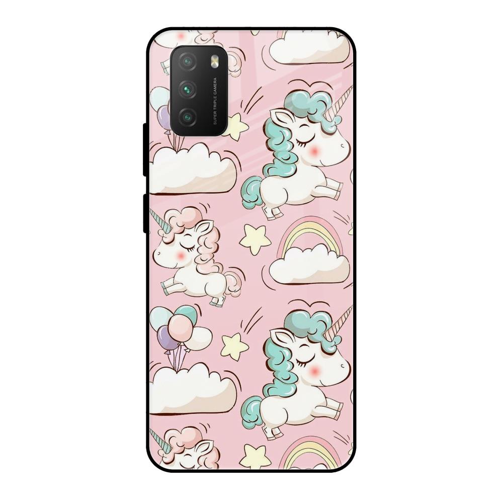 Balloon Unicorn Poco M3 Glass Cases & Covers Online