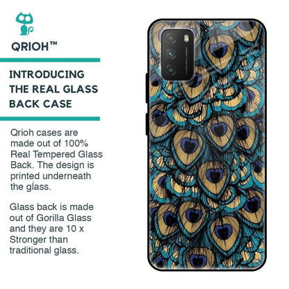 Peacock Feathers Glass case for Poco M3