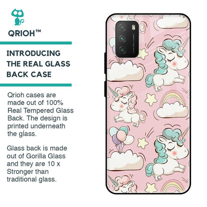 Balloon Unicorn Glass case for Poco M3