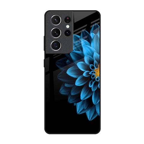 Half Blue Flower Samsung Galaxy S21 Ultra Glass Back Cover Online