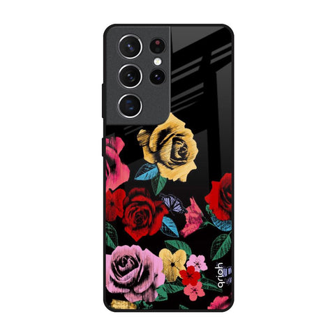 Floral Decorative Samsung Galaxy S21 Ultra Glass Back Cover Online