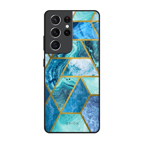 Turquoise Geometrical Marble Samsung Galaxy S21 Ultra Glass Back Cover Online