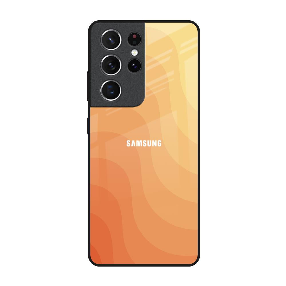 Orange Curve Pattern Samsung Galaxy S21 Ultra Glass Back Cover Online