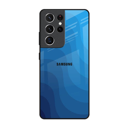Blue Wave Abstract Samsung Galaxy S21 Ultra Glass Back Cover Online