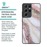 Pink & Gold Gllitter Marble Glass Case for Samsung Galaxy S21 Ultra
