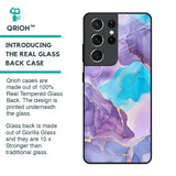 Alcohol ink Marble Glass Case for Samsung Galaxy S21 Ultra