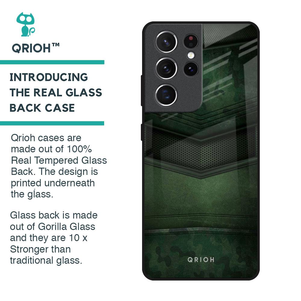 Green Leather Glass Case for Samsung Galaxy S21 Ultra