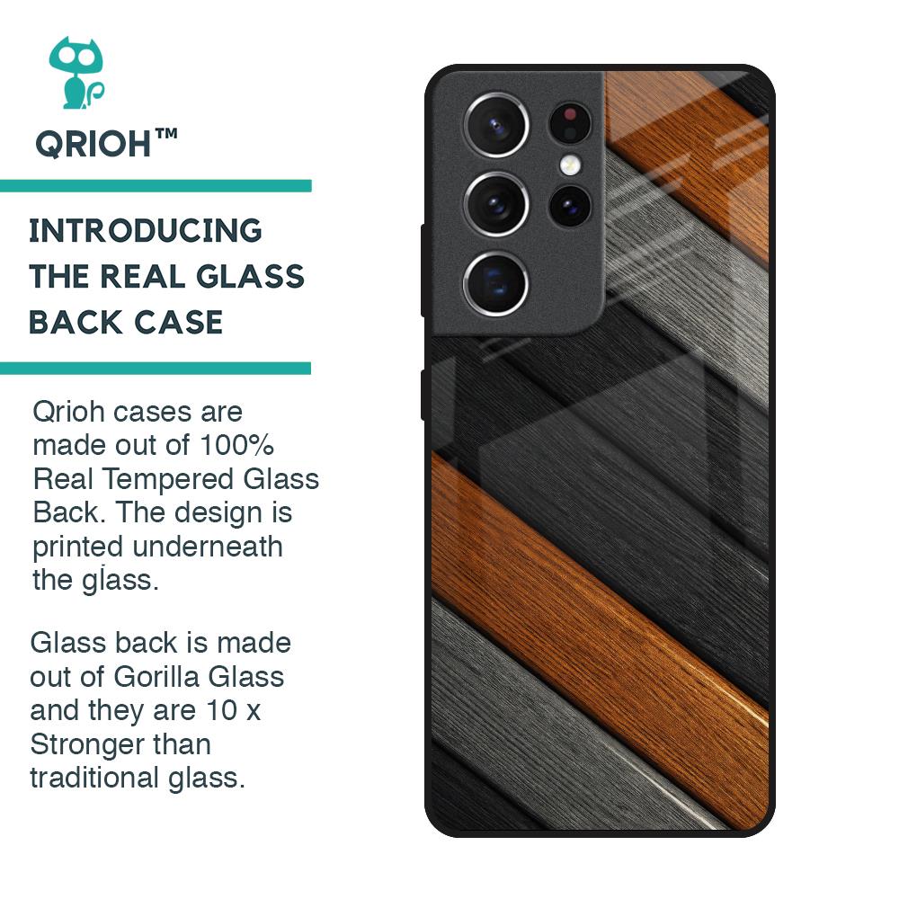 Tri Color Wood Glass Case for Samsung Galaxy S21 Ultra