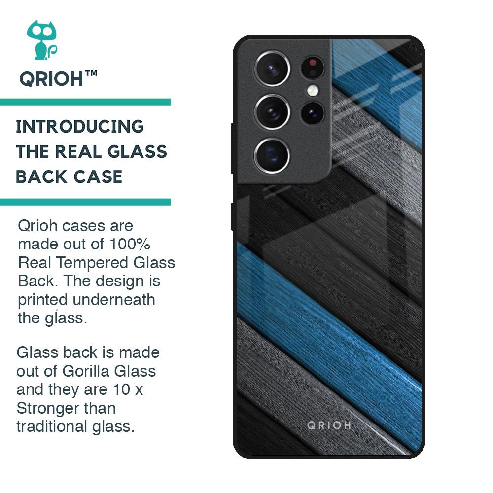 Multicolor Wooden Effect Glass Case for Samsung Galaxy S21 Ultra