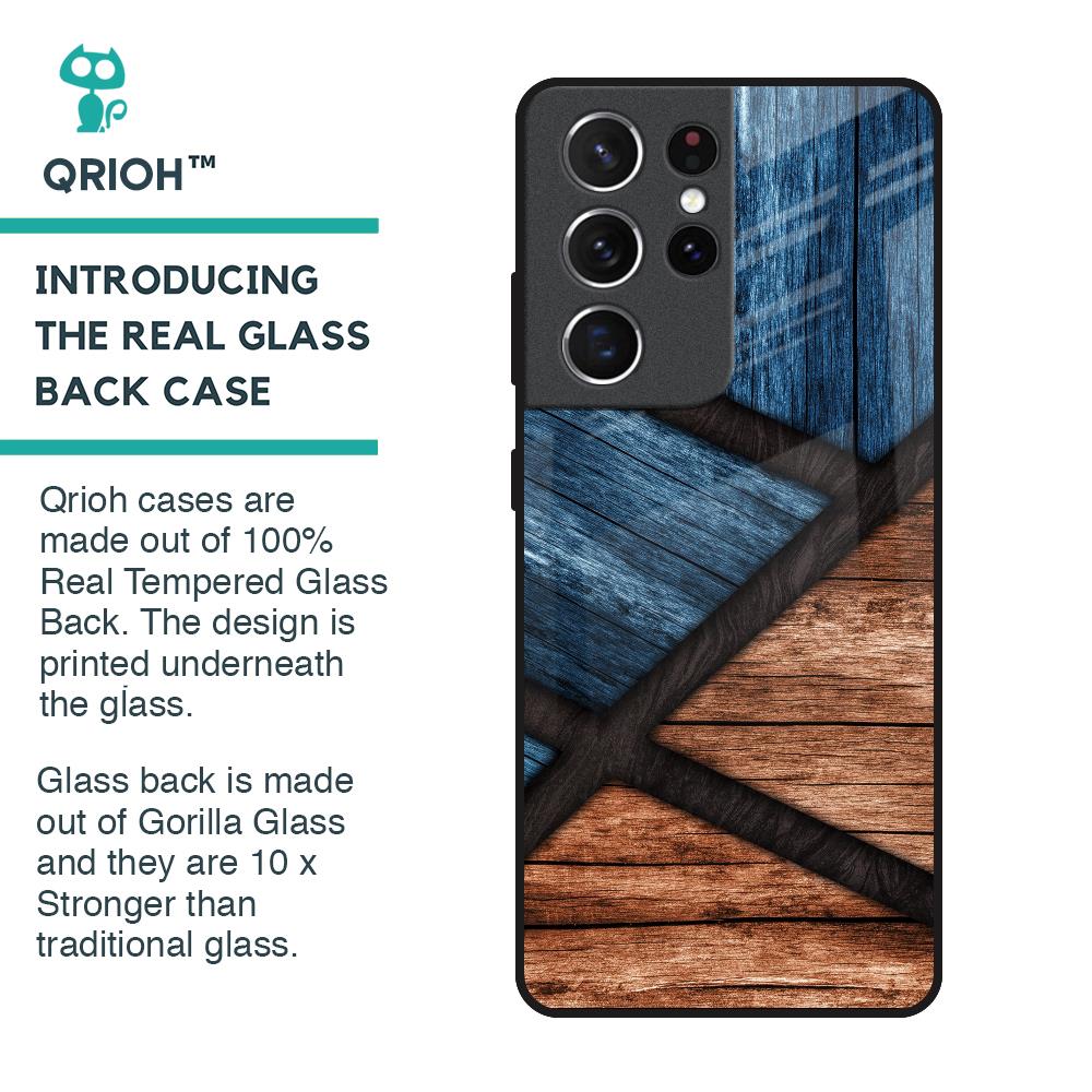 Wooden Tiles Glass Case for Samsung Galaxy S21 Ultra
