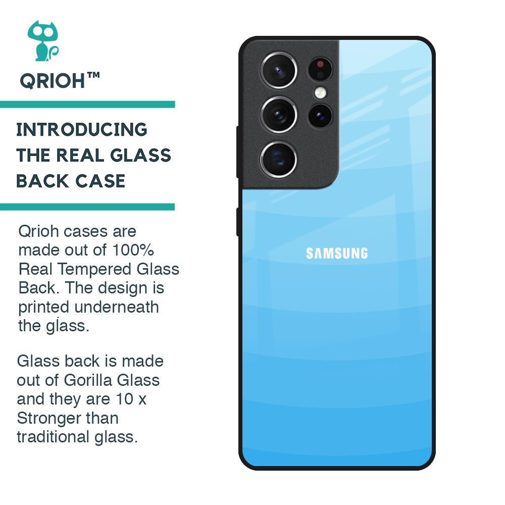 Wavy Blue Pattern Glass Case for Samsung Galaxy S21 Ultra
