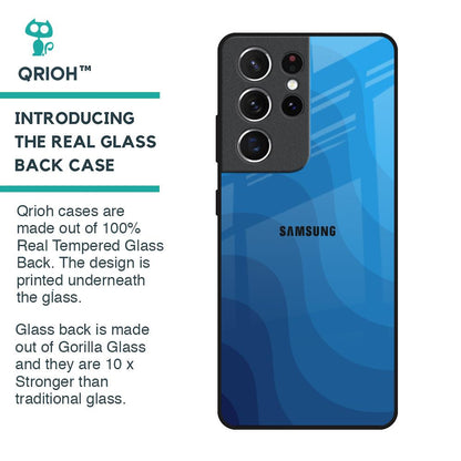 Blue Wave Abstract Glass Case for Samsung Galaxy S21 Ultra