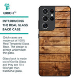 Wooden Planks Glass Case for Samsung Galaxy S21 Ultra